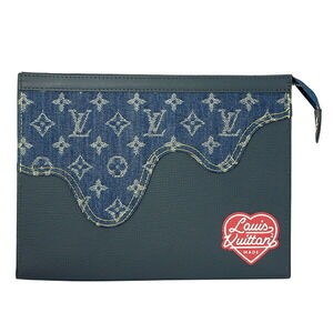 Louis Vuitton Monogram Drip Pochette Voyage Clutch Bag Blue